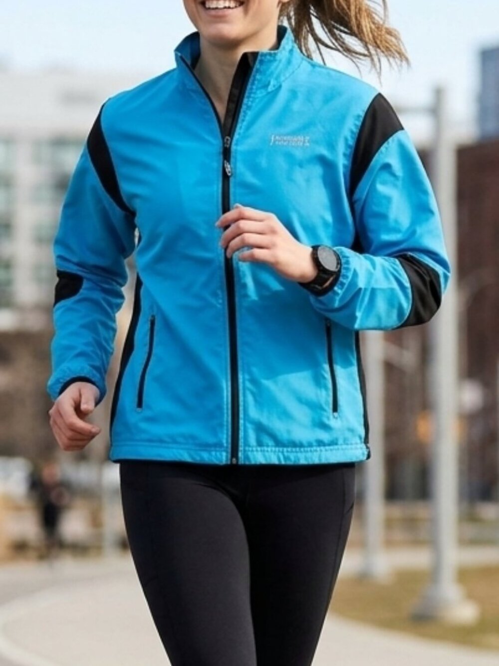 Running Room Fit-Wear Full Zip Athletic Running Jacket Blue/Black Unisex Size L
